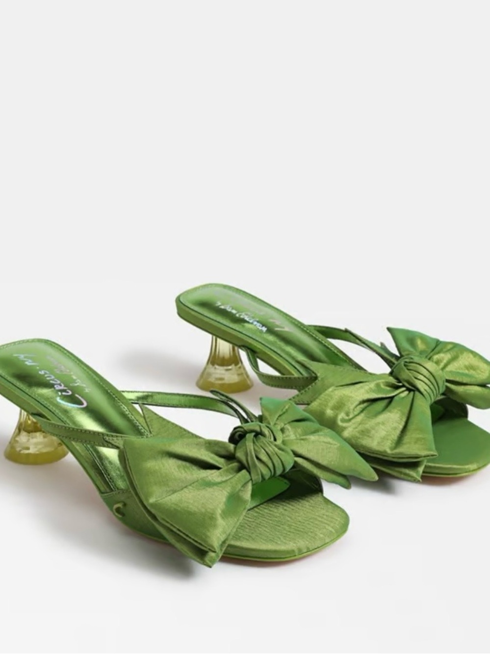 Circus by Sam Edelman Green Satin Knot Bow Heeled Sandals